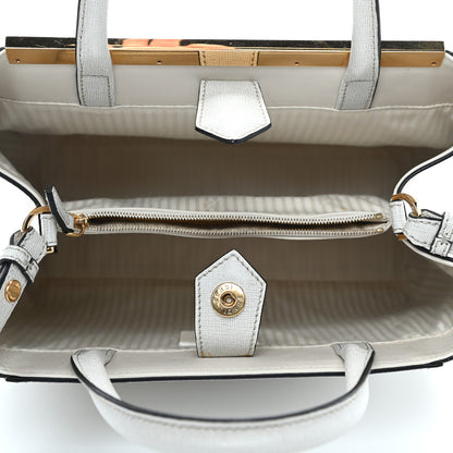 Fendi Vitello Elite Flamingo Petite 2Jours Tote Latte Bianco 4 of 4
