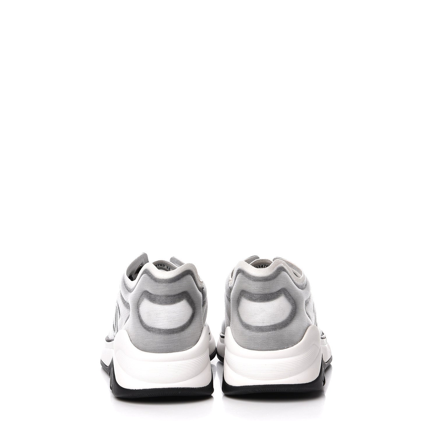 Calfskin Mesh Lycra Womens Logo Sneakers 38.5 White Black