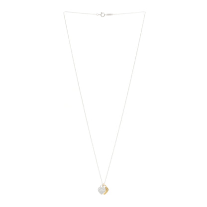 Tiffany Sterling Silver 18K Yellow Gold Mini Return to Tiffany Double Heart Tag Pendant Necklace 3 of 5