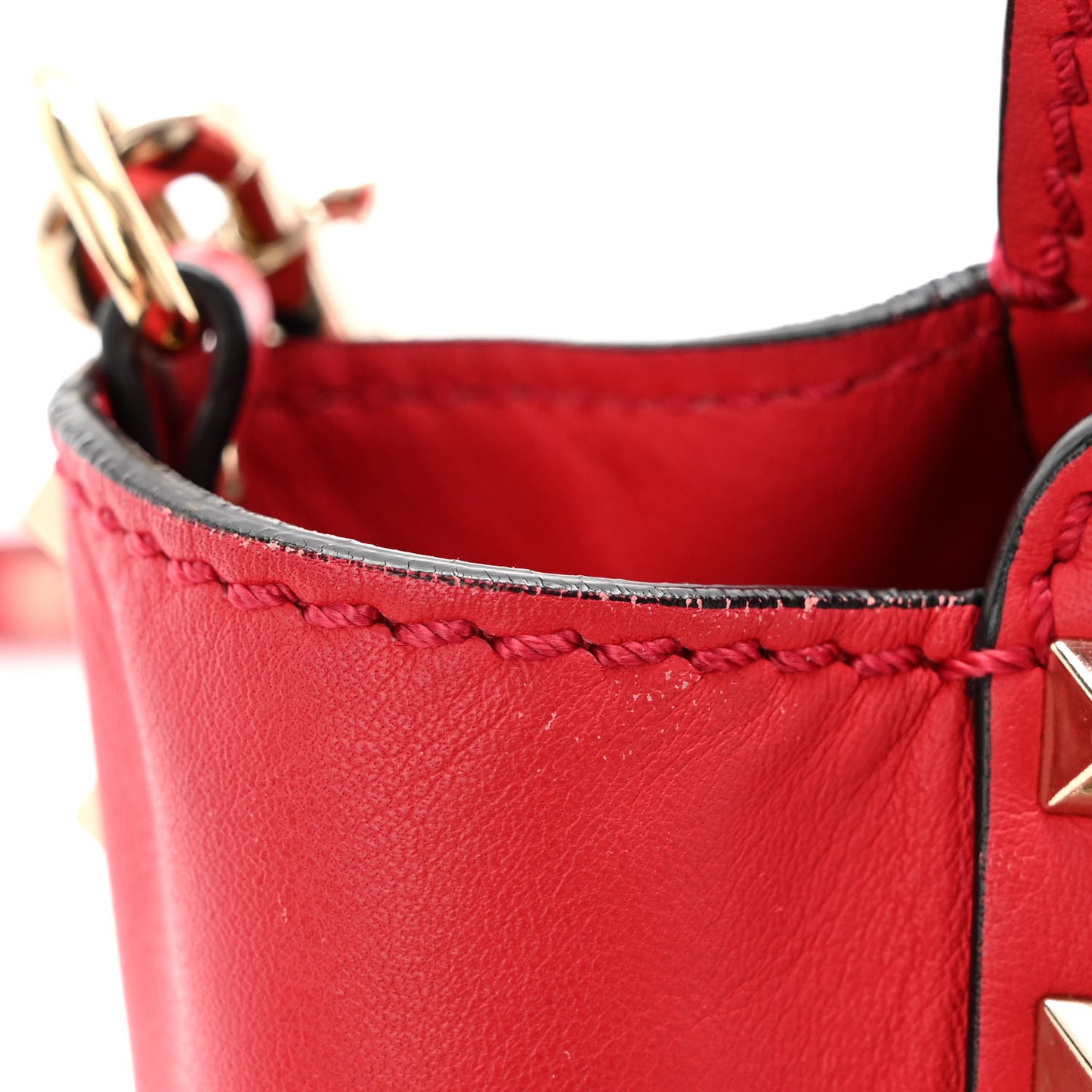 Vitello Mini Rockstud Tote Fragola