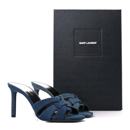 Saint Laurent Denim Tribute 85 Slide Sandals 36 Deep Navy Jean 9 of 9