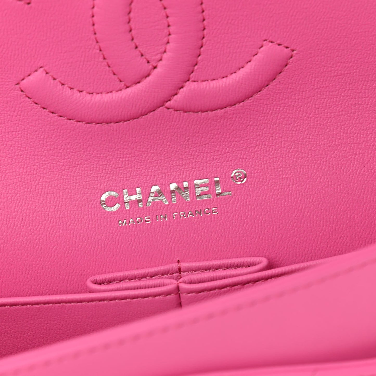 Lambskin Quilted Medium Double Flap Neon Pink