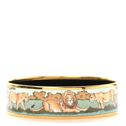 Hermes Enamel Printed Pride of Lions Wide Bracelet 65 3 of 6