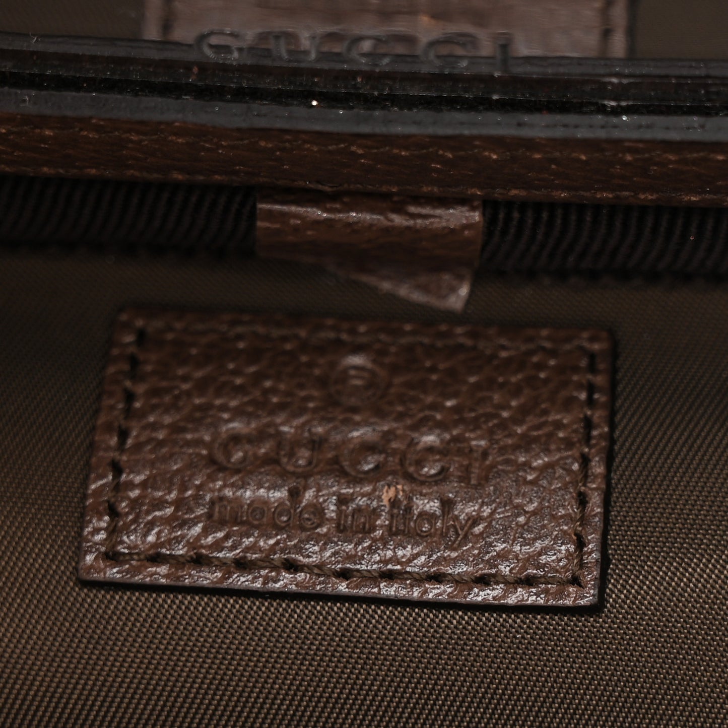 GG Supreme Monogram Textured Calfskin Web Ophidia Vanity Cosmetic Case Beige Ebony New Acero