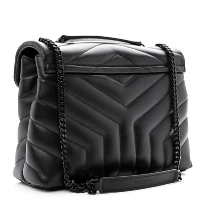 Saint Laurent Calfskin Y Quilted Monogram Monochrome Small Loulou Chain Satchel Black 2 of 9