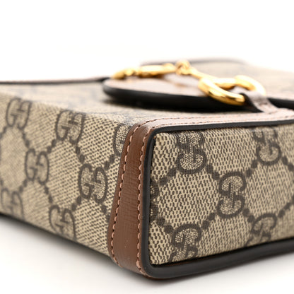 Gucci GG Supreme Monogram Mini Horsebit 1955 Crossbody Bag Beige Brown Sugar 10 of 10