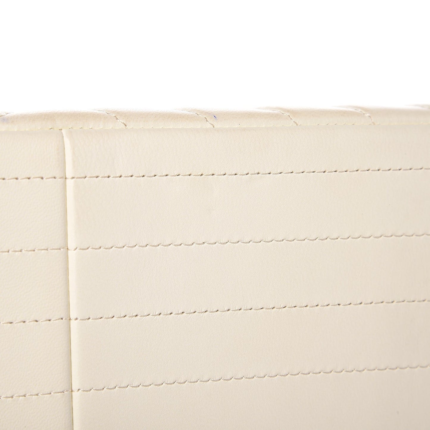 Lambskin Chevron Quilted Jumbo Double Flap White