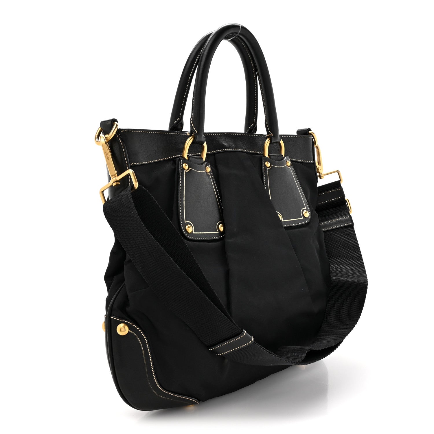 Prada Tessuto Nylon Soft Calf Small Tote Black 3 of 16