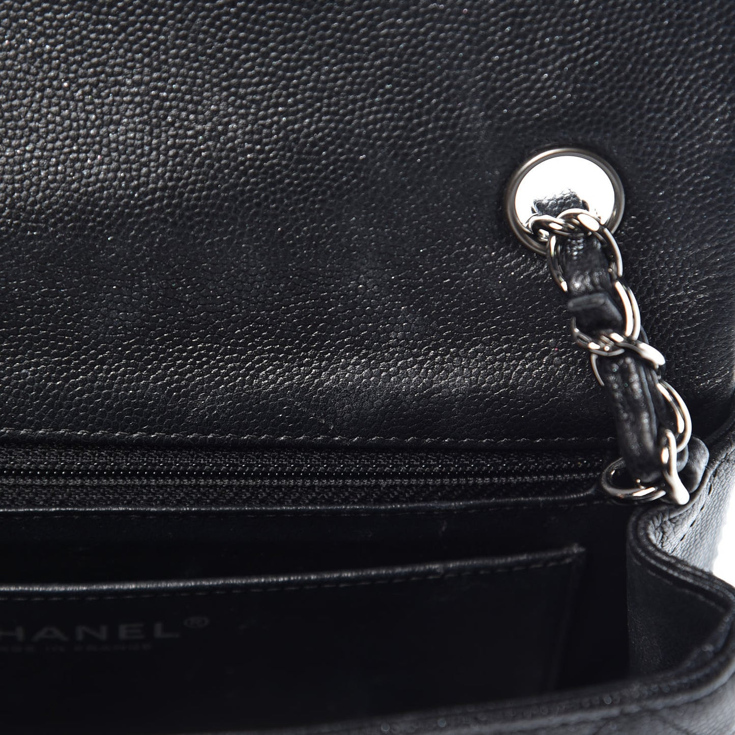 Metallic Caviar Quilted Mini Rectangular Flap Black