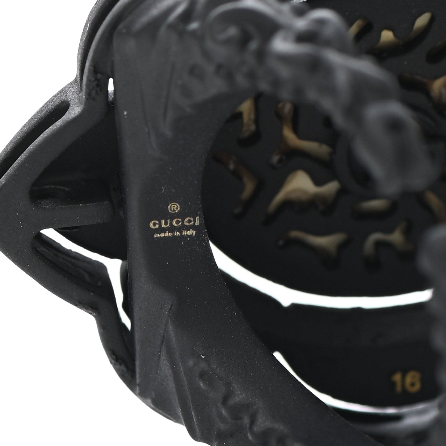 Gucci Metal Crystal Velvet Ring 16 Black 4 of 5