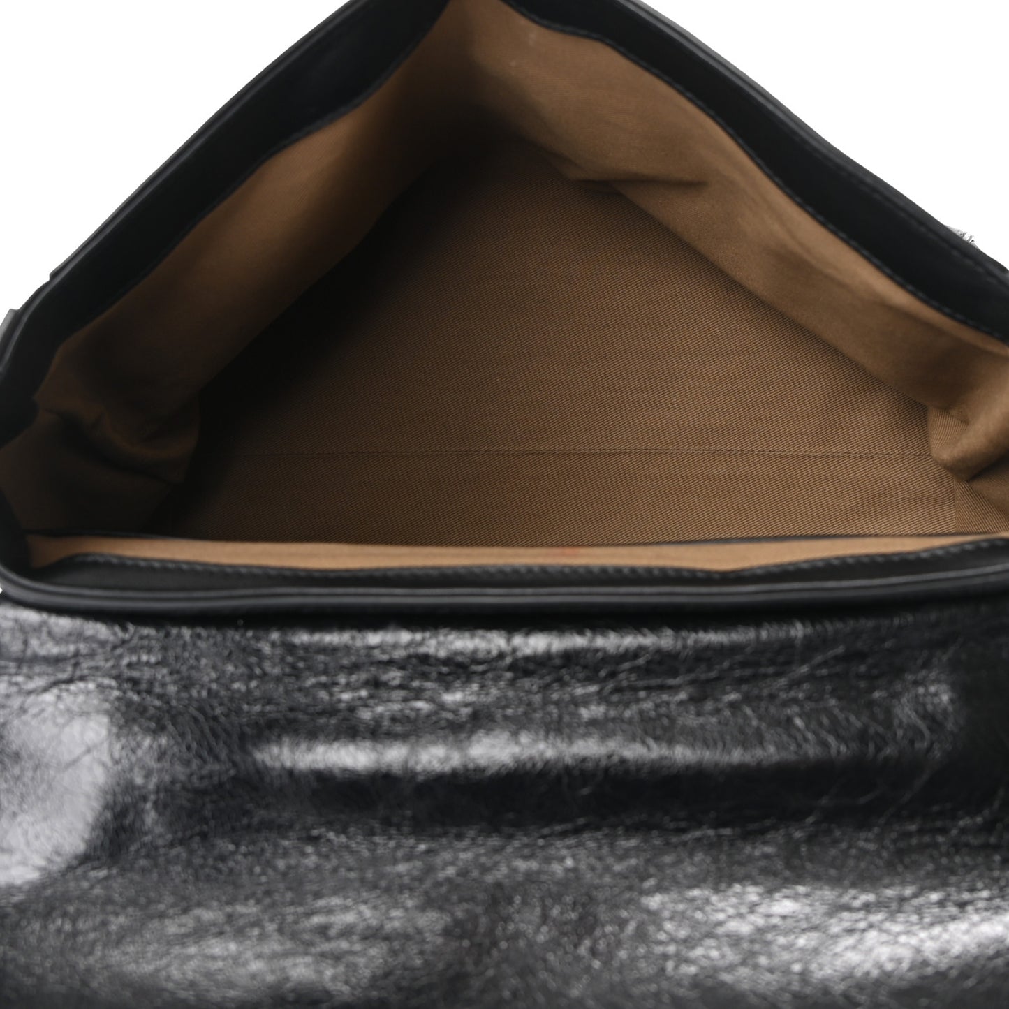 Creased Patent Calfskin Medium ID Flap Black