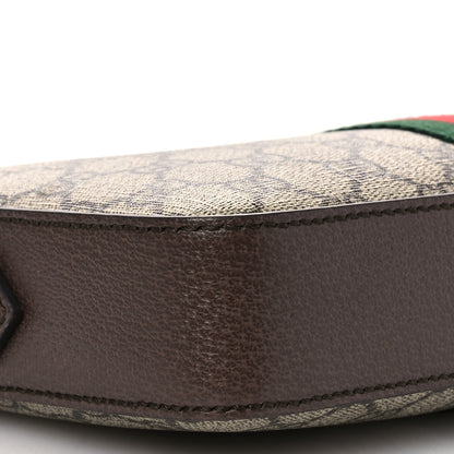 Gucci GG Supreme Monogram Textured Dollar Calfskin Web Ophidia Wristlet Shoulder Bag Beige Ebony New Acero 9 of 12