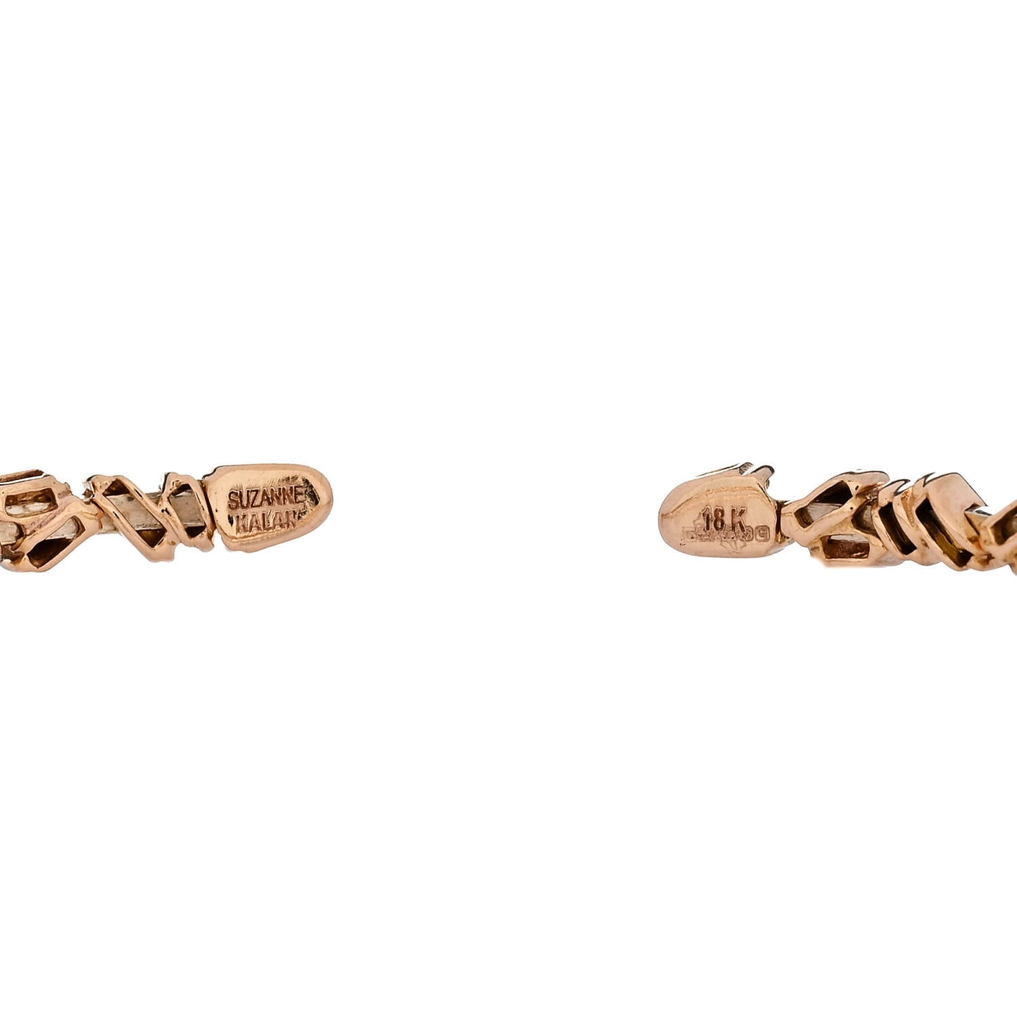 18K Rose Gold Diamond Fireworks Classic Baguette Bangle Bracelet