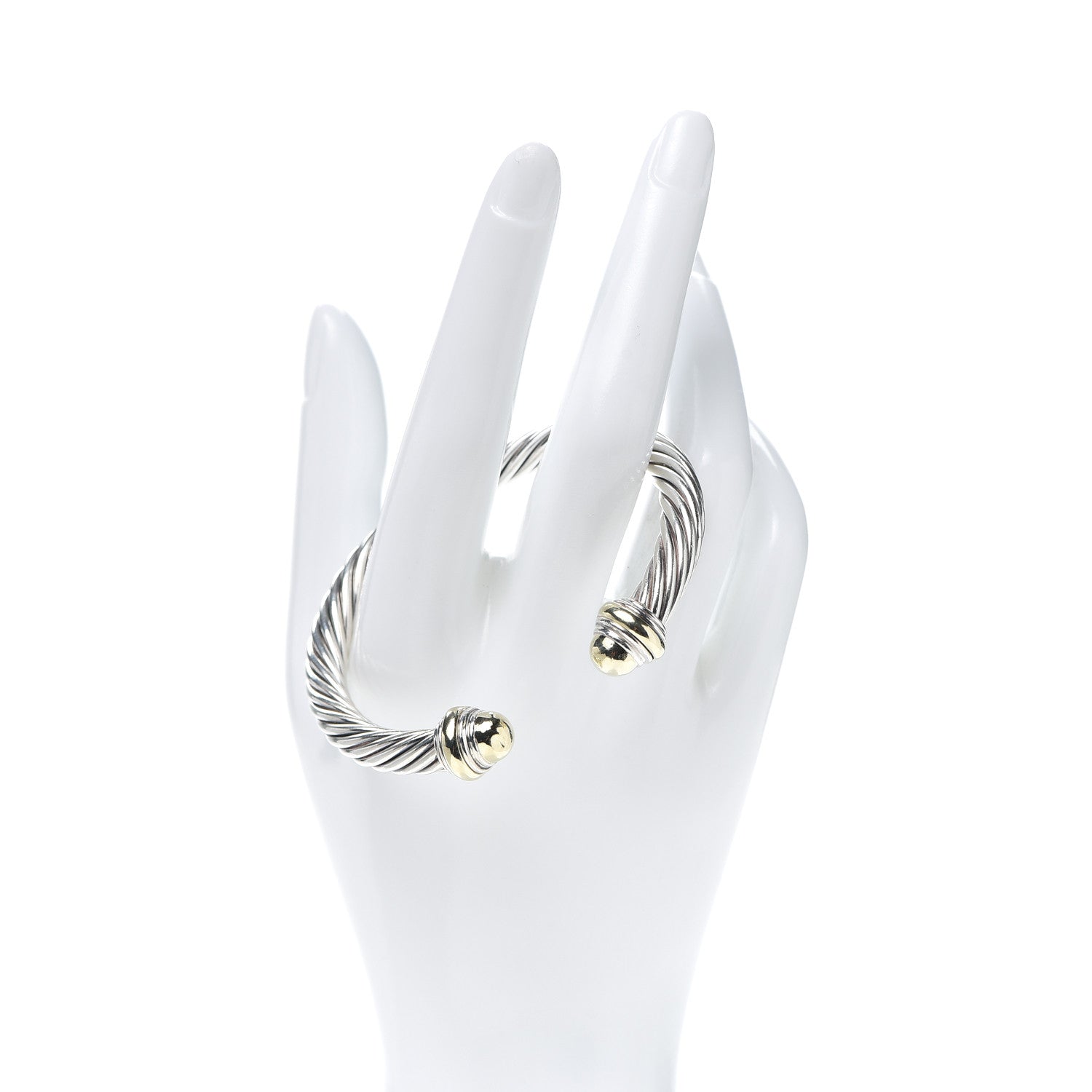 David Yurman Sterling Silver 14K Yellow Gold 7mm Cable Classics Bracelet 2 of 6