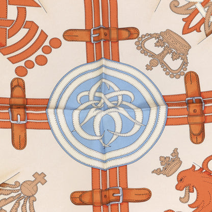 Hermes Silk Grande Tenue Scarf 90 Black Beige Orange 3 of 7