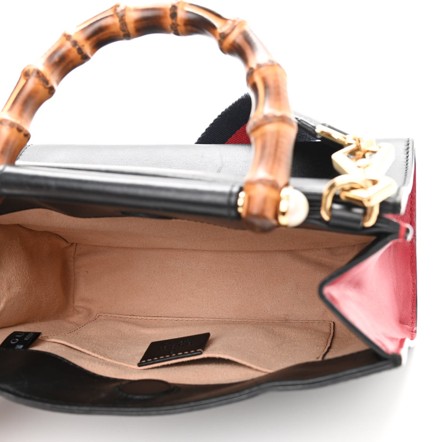 Nappa Bamboo Web Mini Nymphaea Top Handle Bag Black