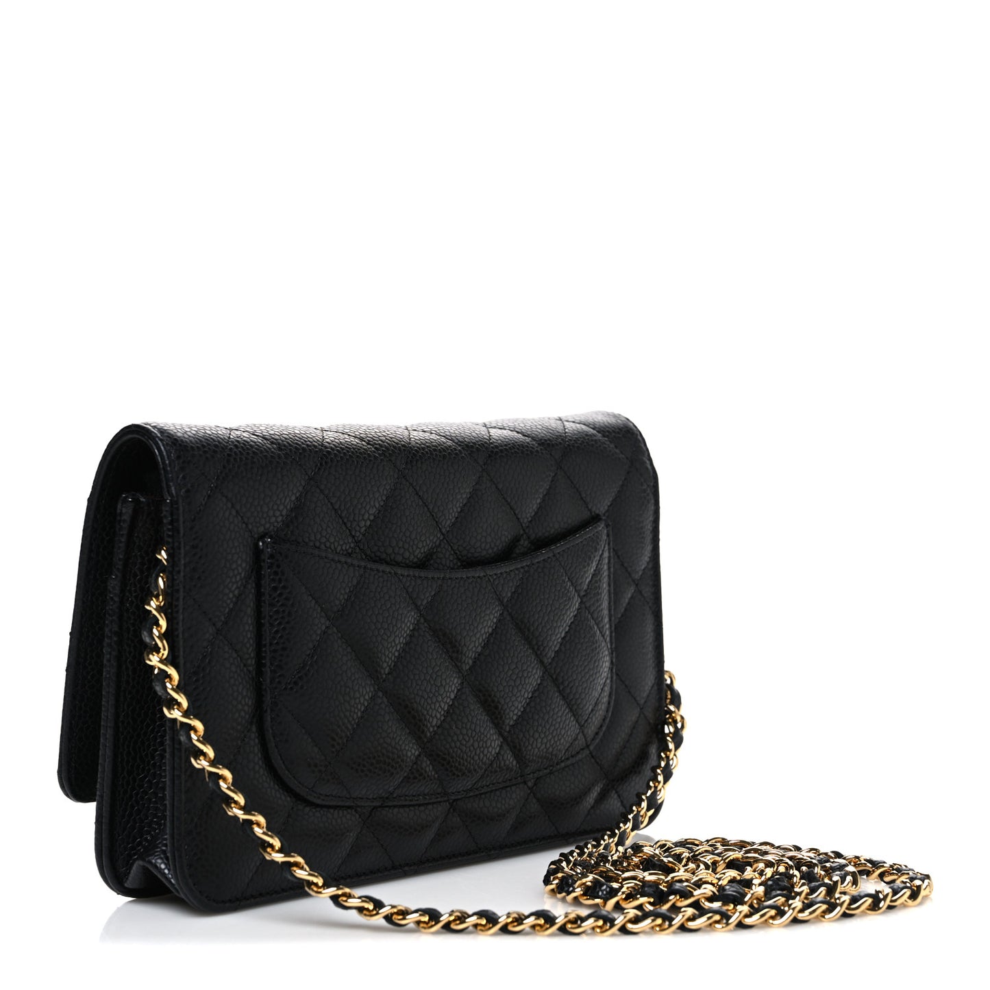 Caviar Quilted Wallet on Chain WOC Black
