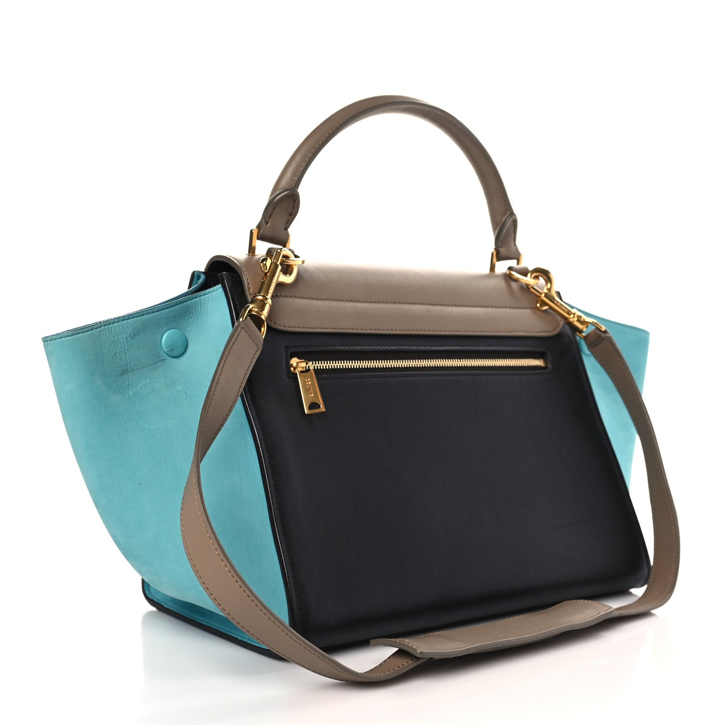 Smooth Calfskin Nubuck Small Tri-Color Trapeze Taupe