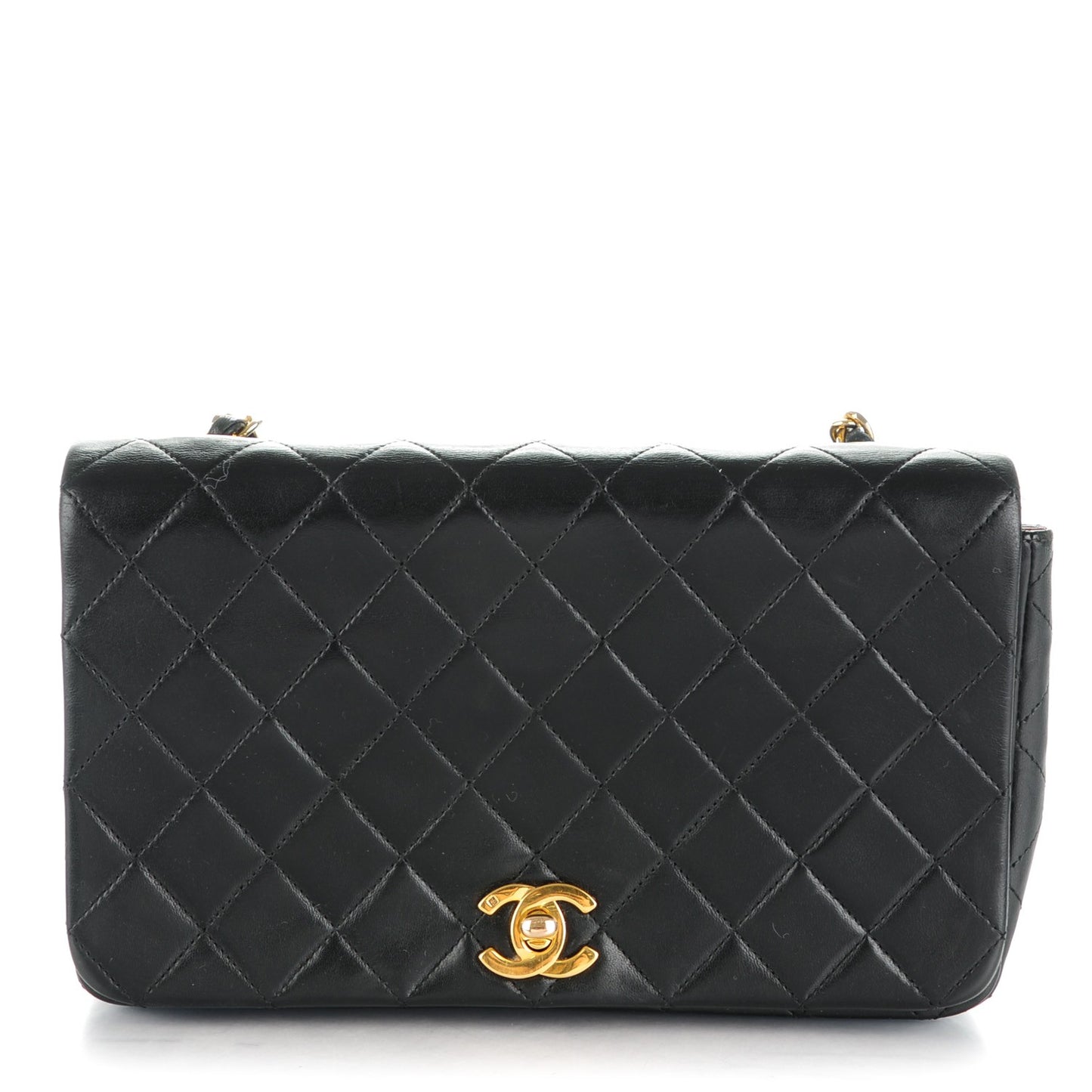 Lambskin Quilted Small Single Flap Black