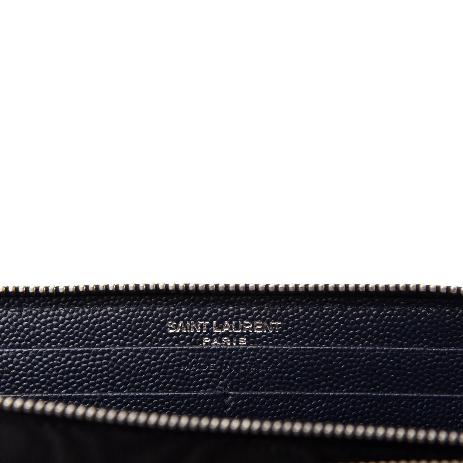 Saint Laurent Grain De Poudre Matelasse Chevron Monogram Zip Around Wallet Deep Marine 6 of 6