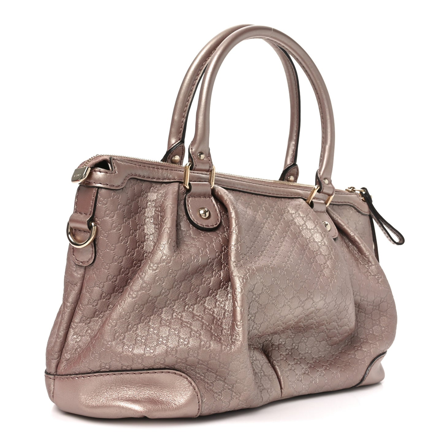 Metallic Microguccissima Medium Sukey Top Handle Bag Dark Cipria