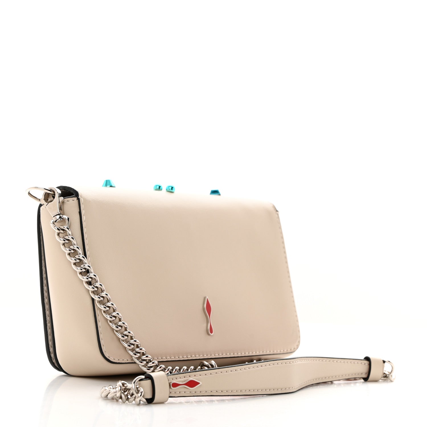 Christian Louboutin Calfskin Spikes Loubinthesky Zoompouch Crossbody Ivory Multicolor 4 of 9