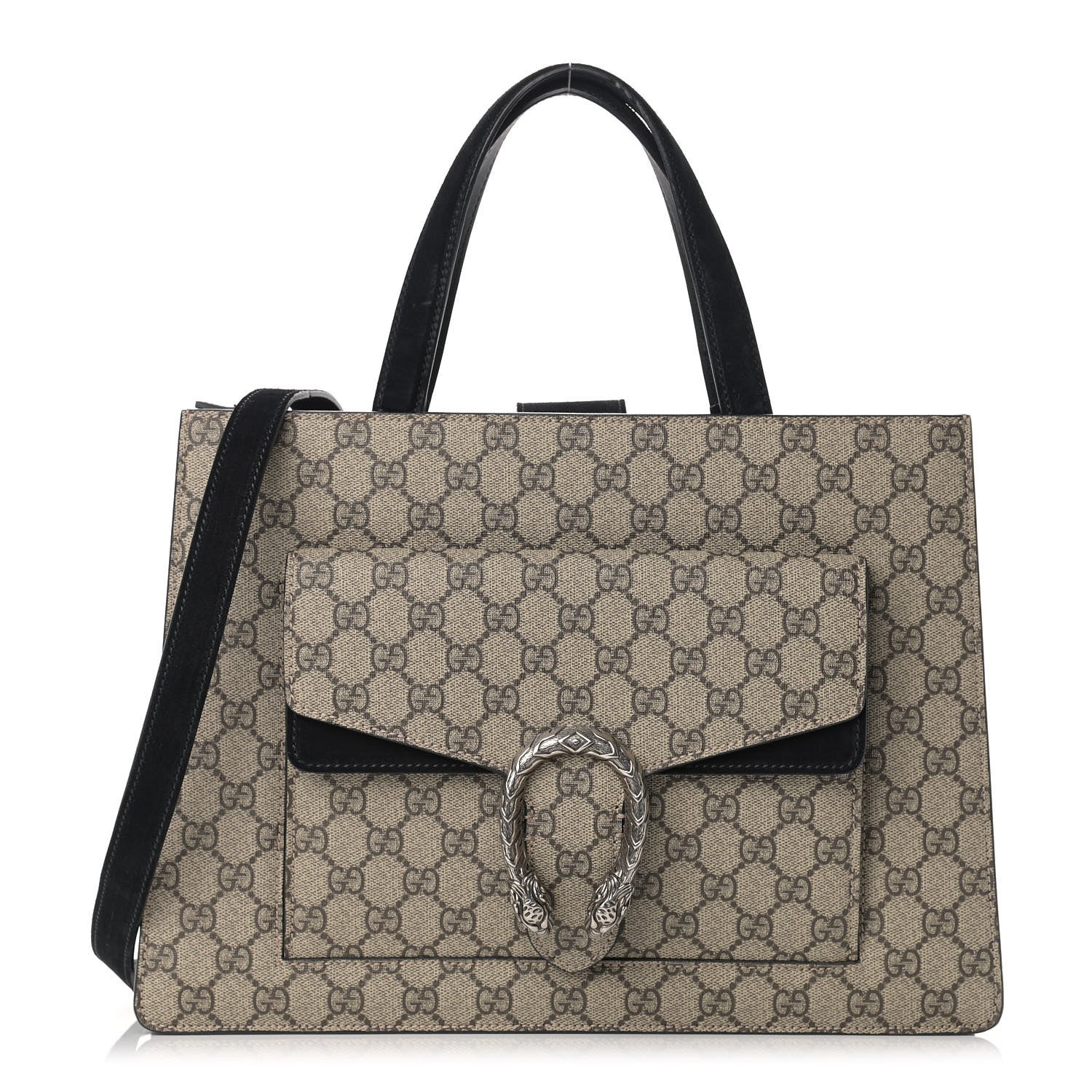 Gucci GG Supreme Monogram Dionysus Tote Beige Black 1 of 13