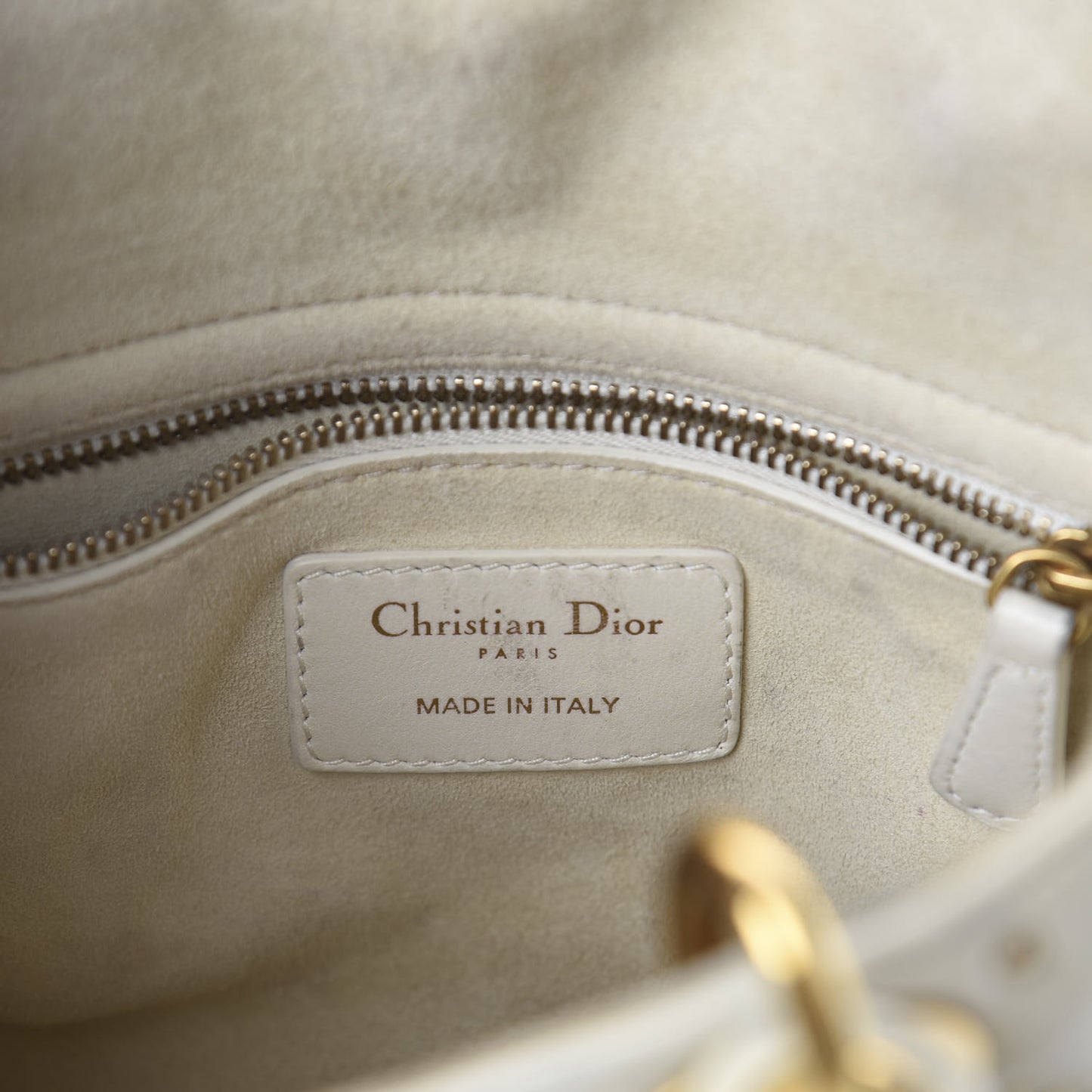 Calfskin Cannage Studded Medium Supple Lady Dior White