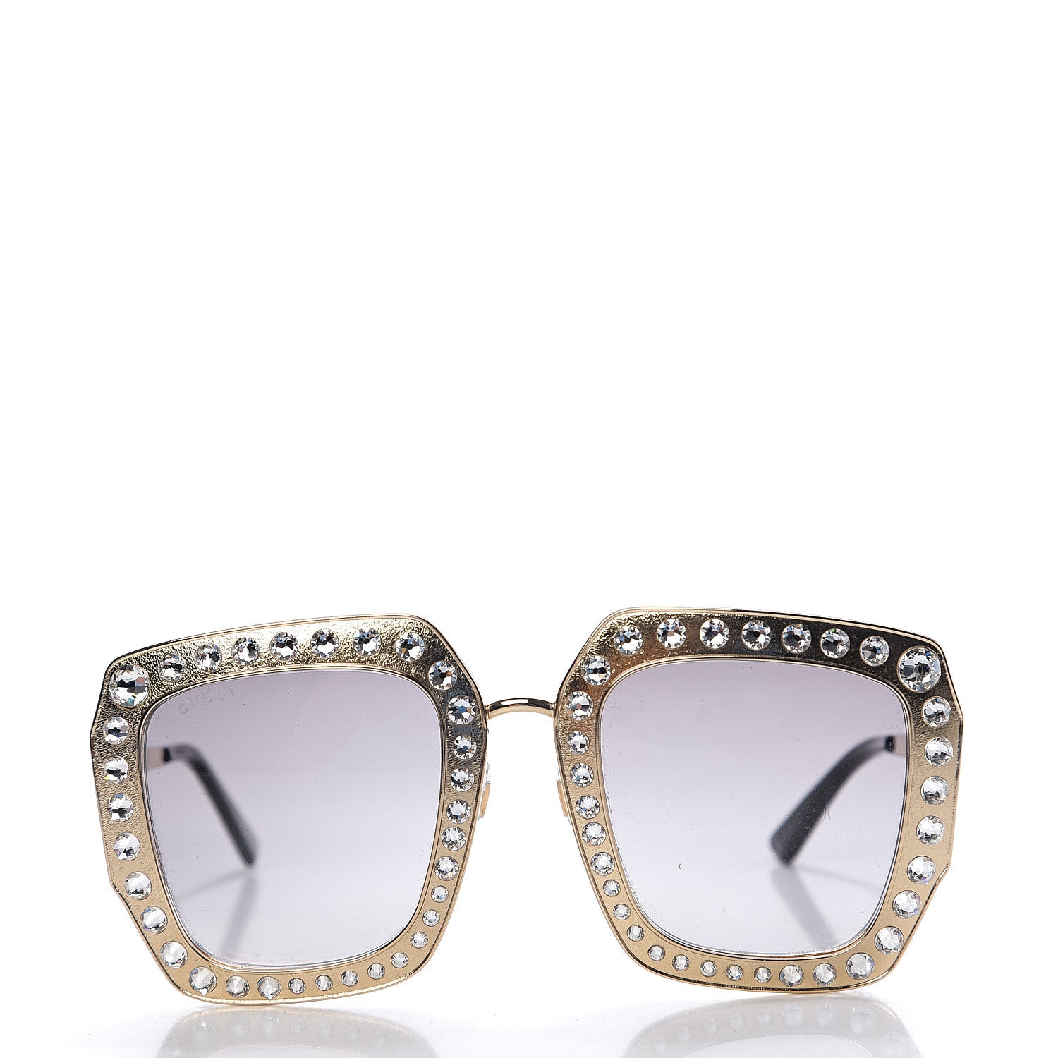 Gucci Metal Acetate Crystal Oversize GG0115S Sunglasses Gold 2 of 7