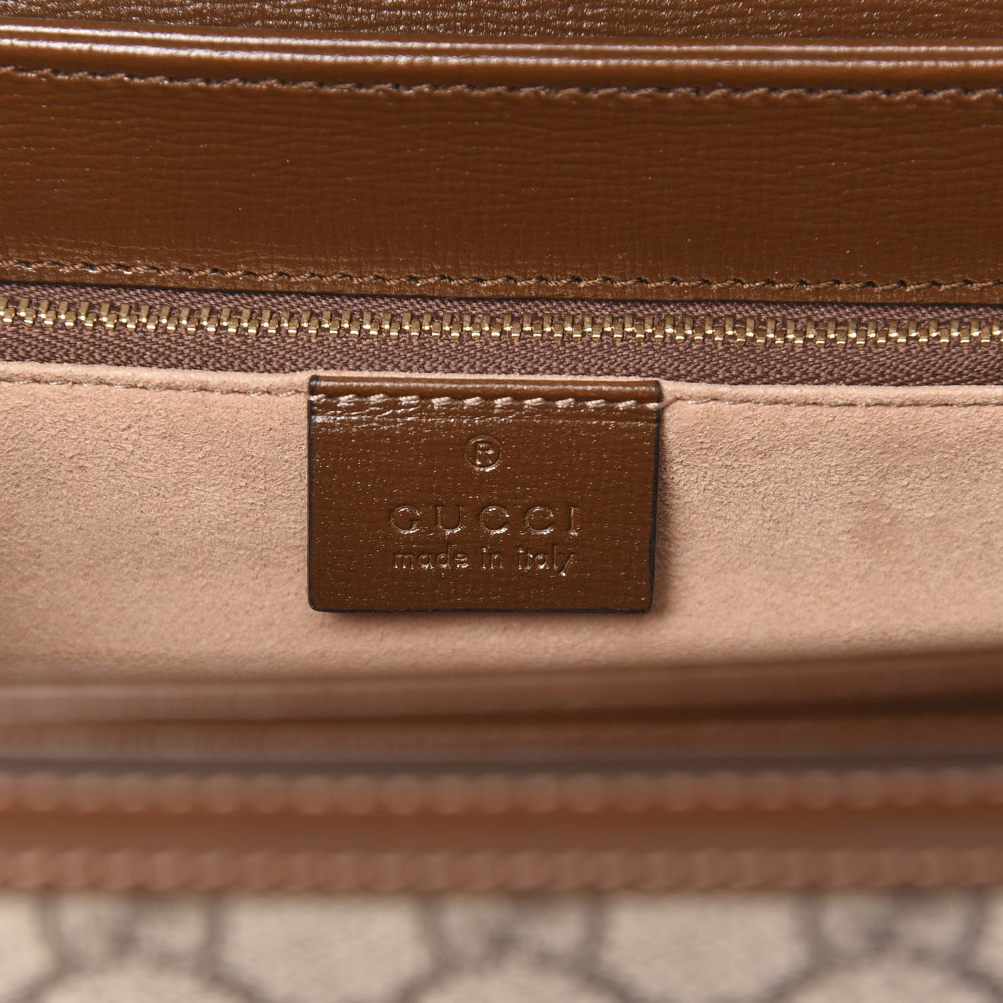 GG Supreme Monogram Horsebit 1955 Shoulder Bag Beige Brown Sugar