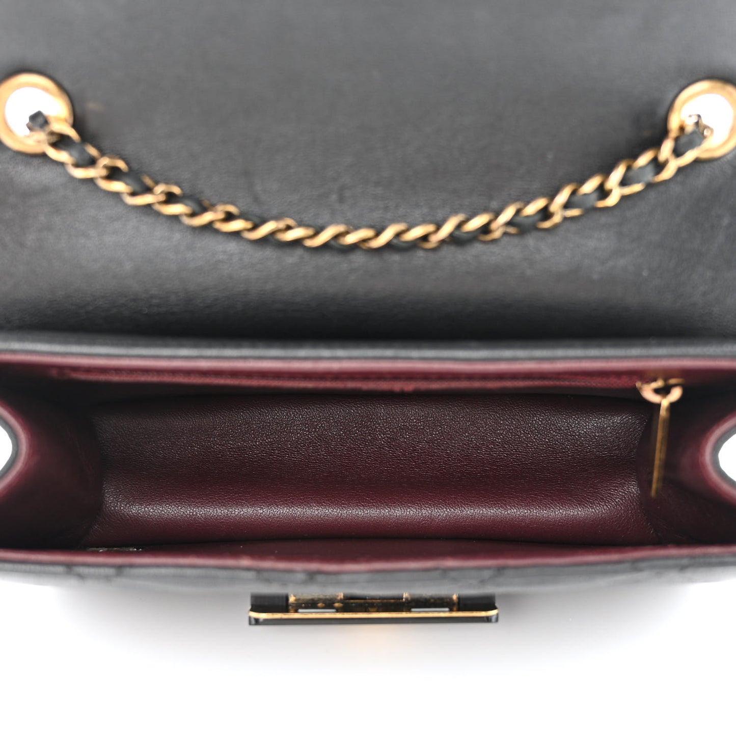 Sheepskin Quilted Mini Beauty Lock Flap Black