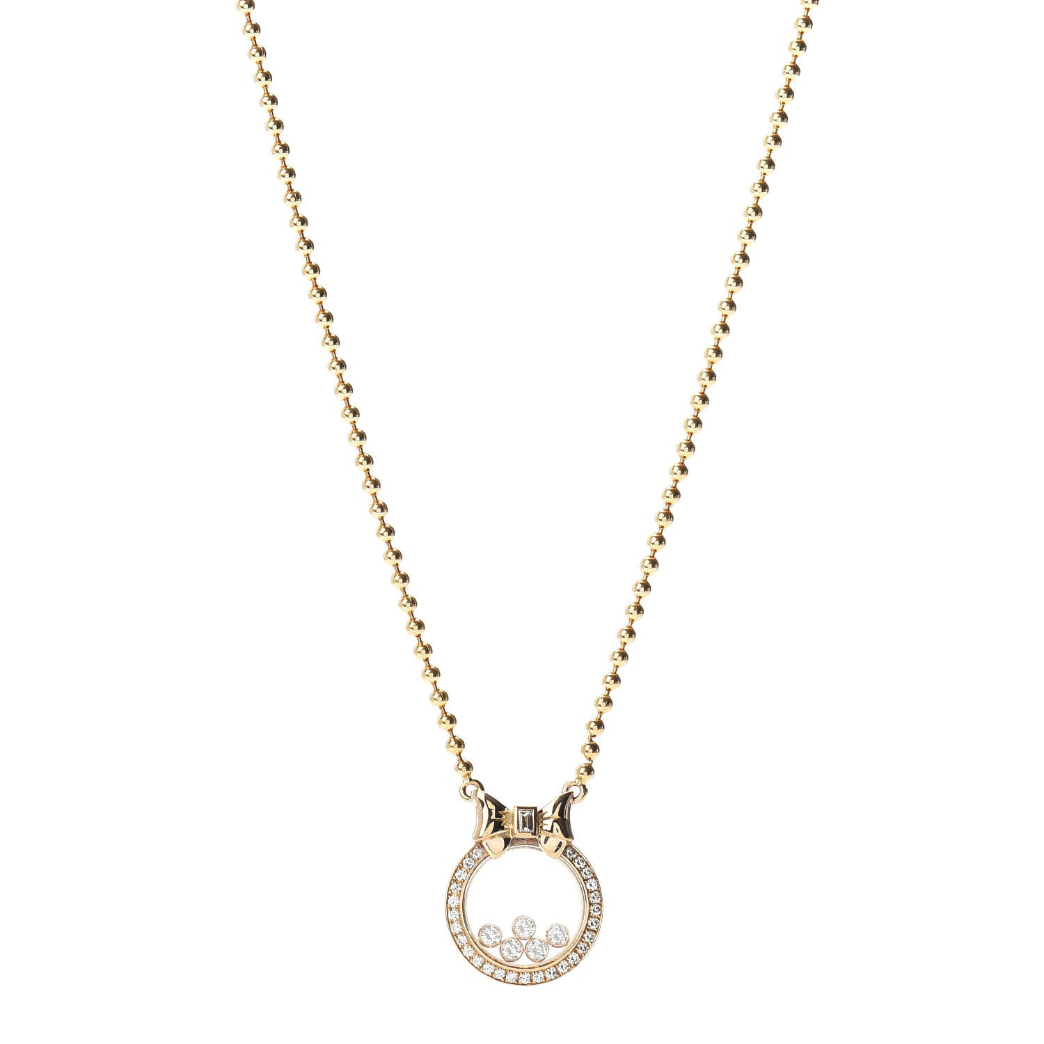 Chopard 18K Yellow Gold 5 Happy Diamonds Bow Pendant Necklace 1 of 4