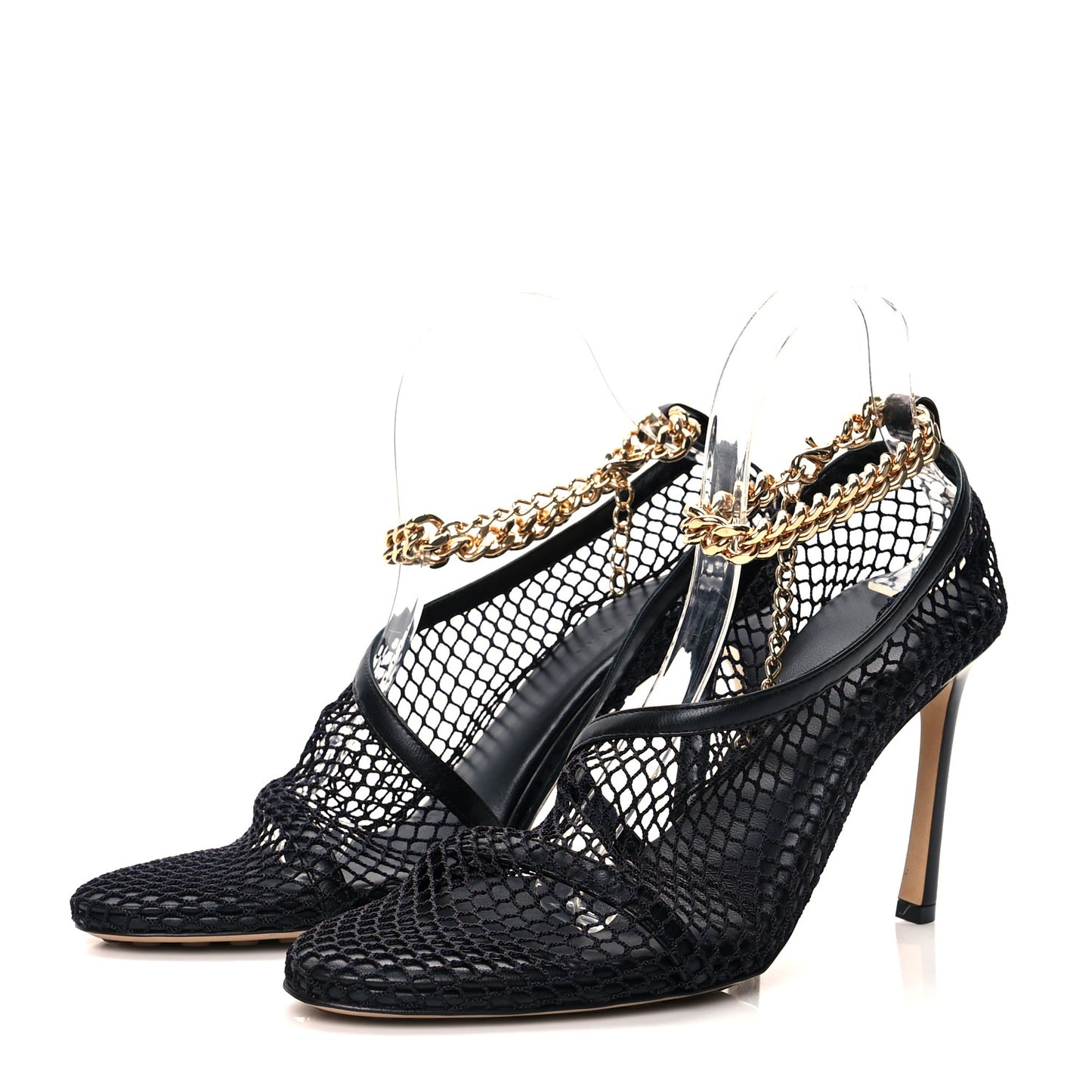Mesh Nappa Chunky Chain Sandals 39.5 Black