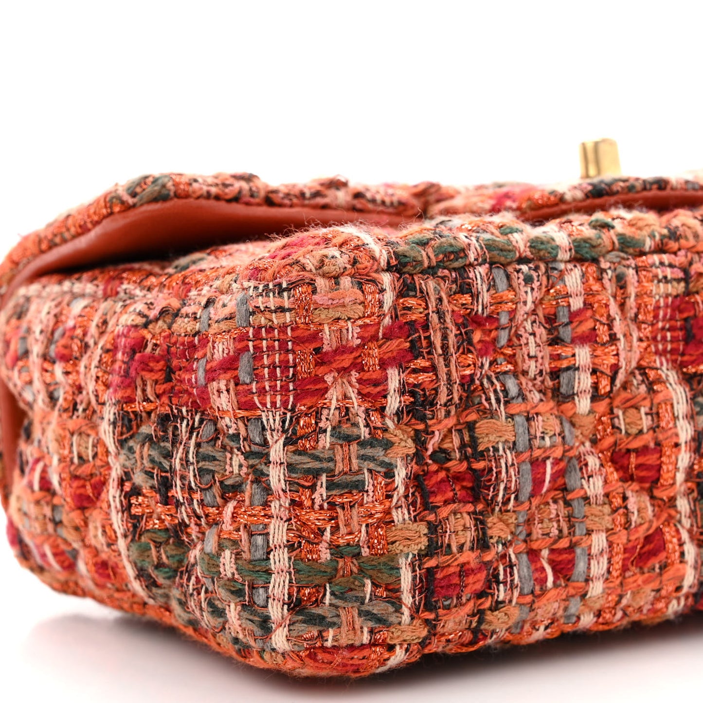 Tweed Quilted Mini Rectangular Flap Orange Multicolor