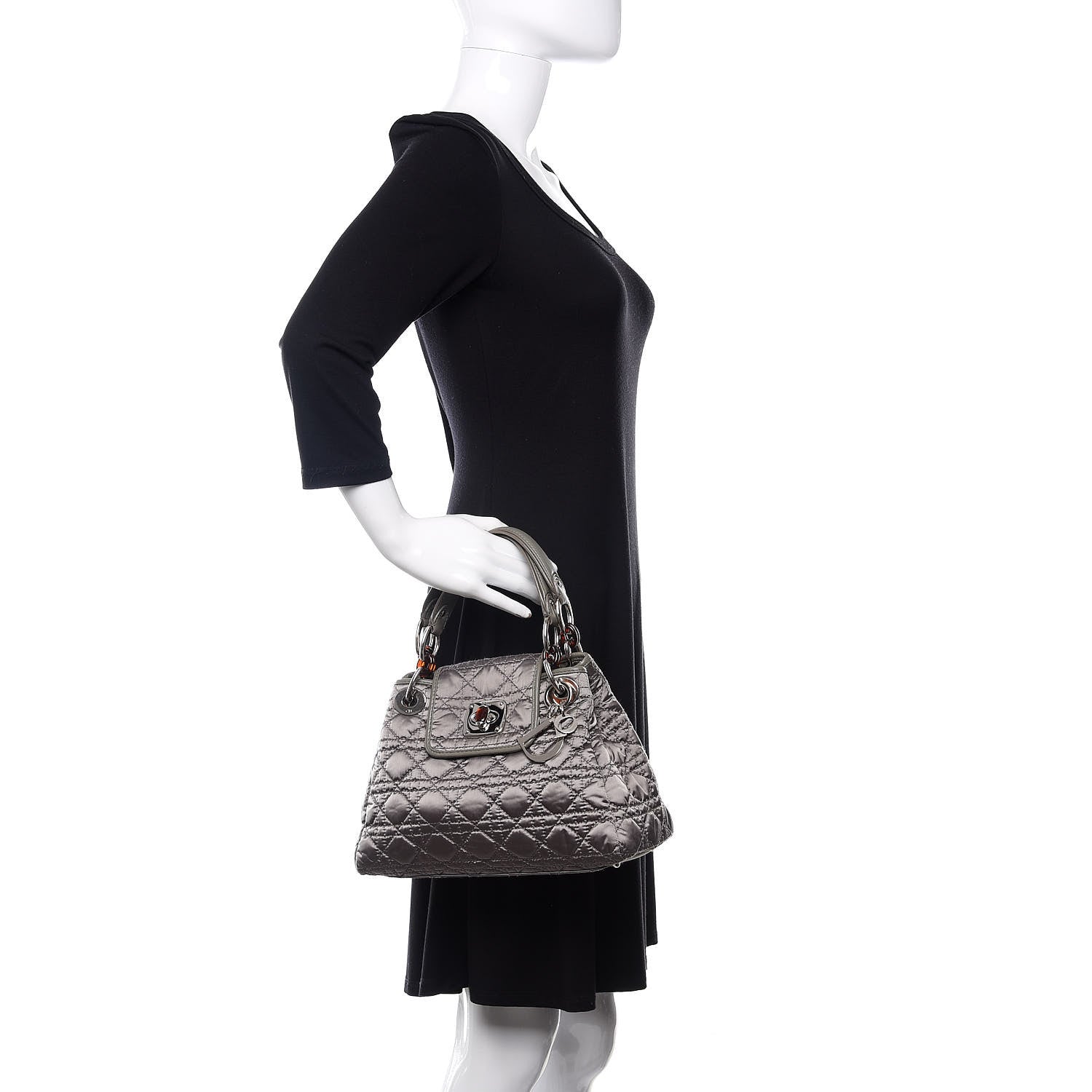 Christian Dior Nylon Cannage Medium Charming Lock Grey 2 of 10
