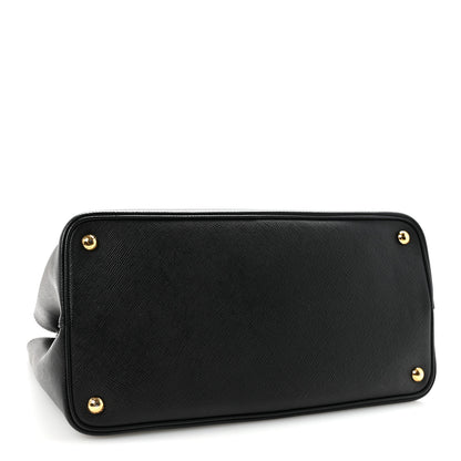 Prada Saffiano Cuir Medium Double Bag Black Fuoco 4 of 9