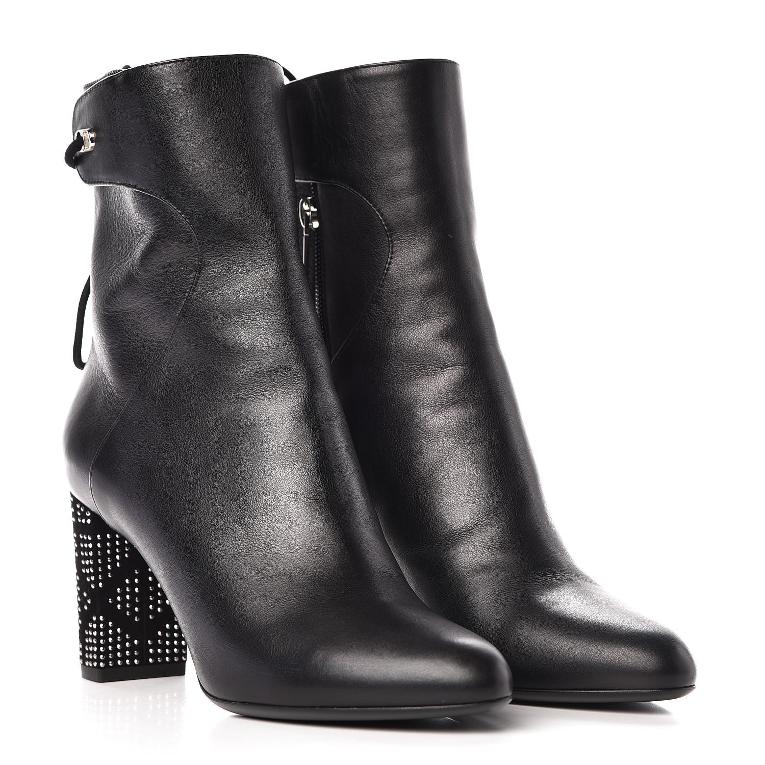 Christian Dior Calfskin Studded Stellar Ankle Boots 38 Black 3 of 10
