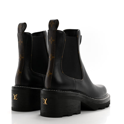 Louis Vuitton Calfskin Monogram Beaubourg Ankle Boots 37.5 Black 4 of 10