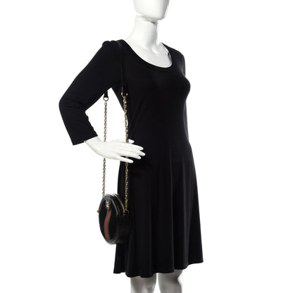 Gucci Suede Patent Web Mini Ophidia Round Shoulder Bag Black 2 of 16