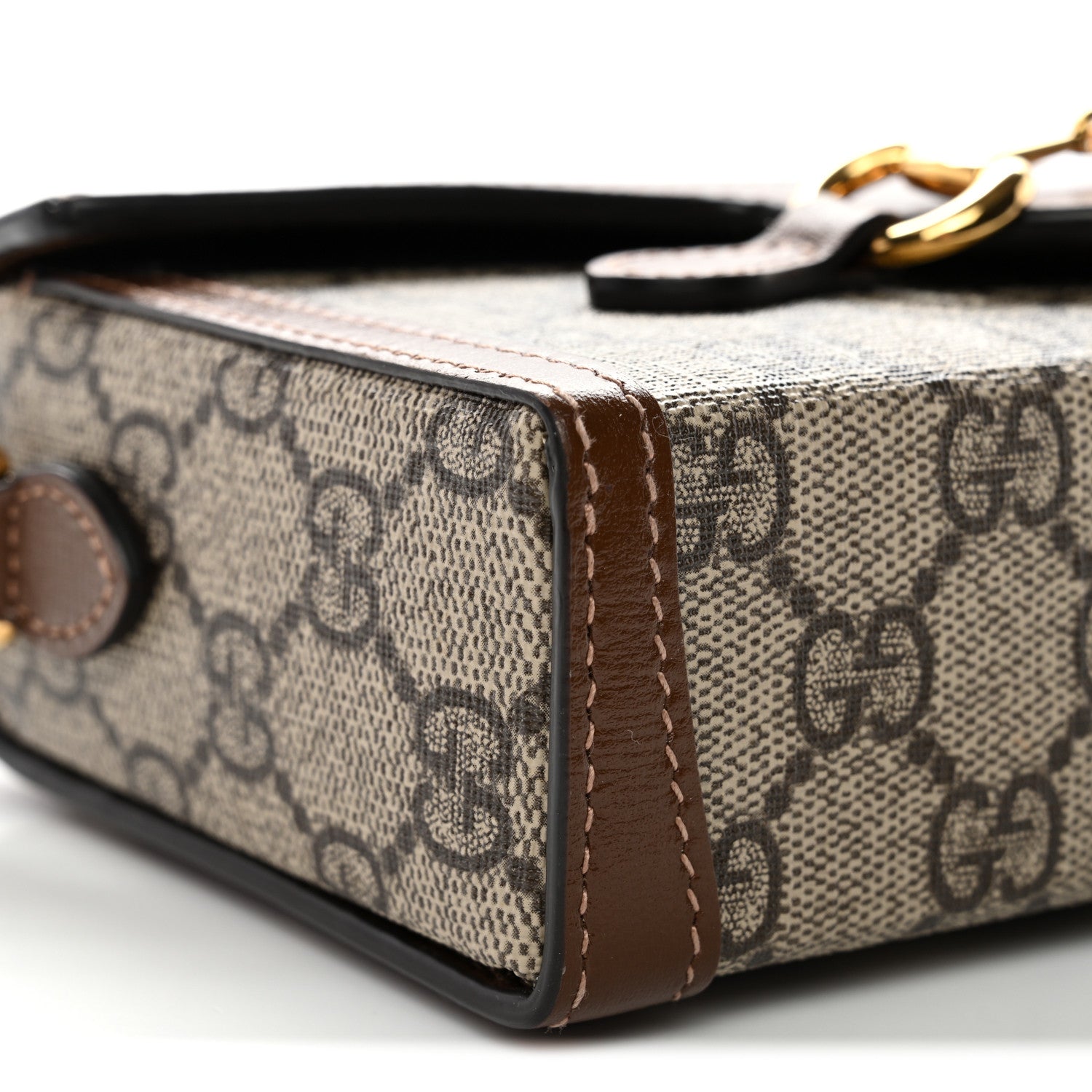 Gucci GG Supreme Monogram Mini Horsebit 1955 Shoulder Bag Beige Brown Sugar 9 of 11