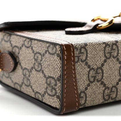 Gucci GG Supreme Monogram Mini Horsebit 1955 Shoulder Bag Beige Brown Sugar 9 of 11