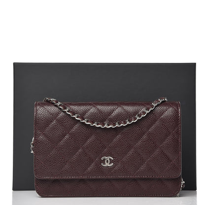 Chanel Caviar Quilted Wallet on Chain WOC Burgundy 9 of 9