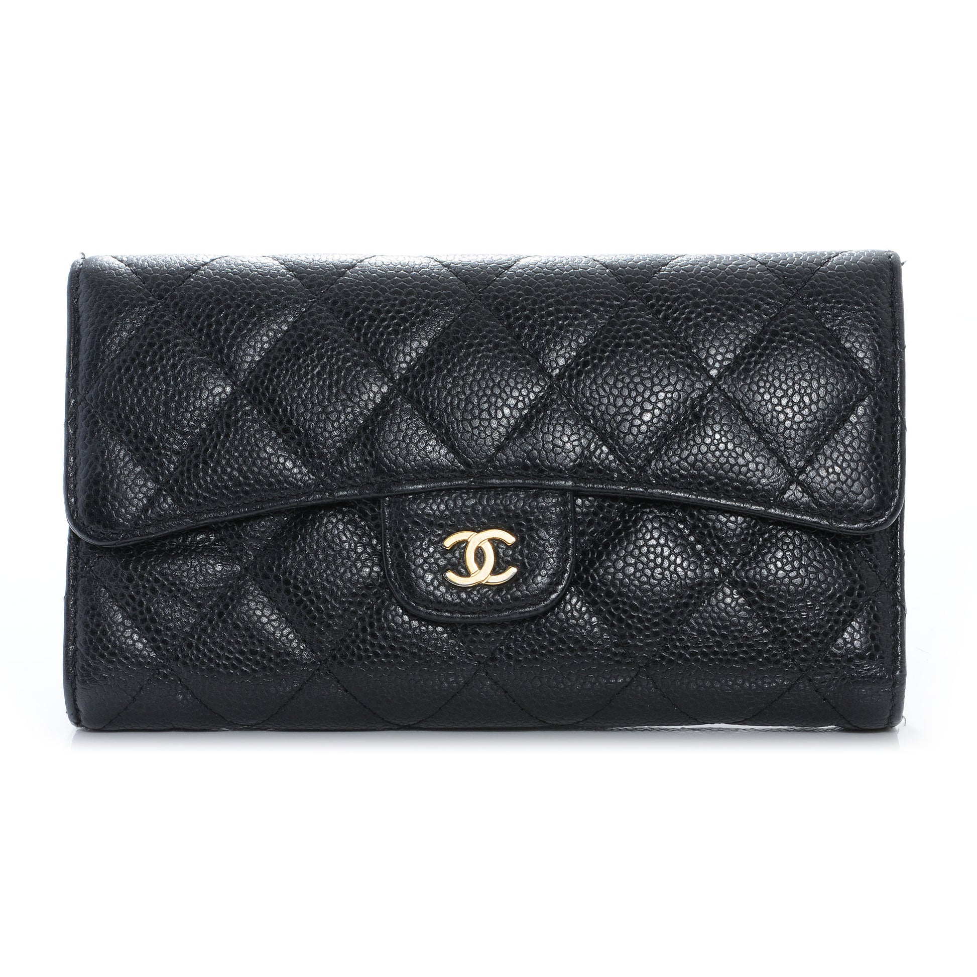 Chanel Caviar Quilted Long Flap Wallet Black 1 of 9