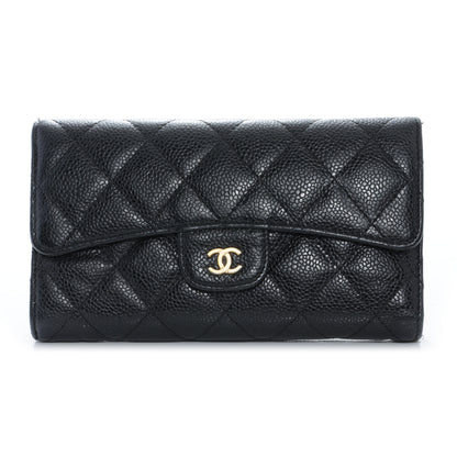 Chanel Caviar Quilted Long Flap Wallet Black 1 of 9
