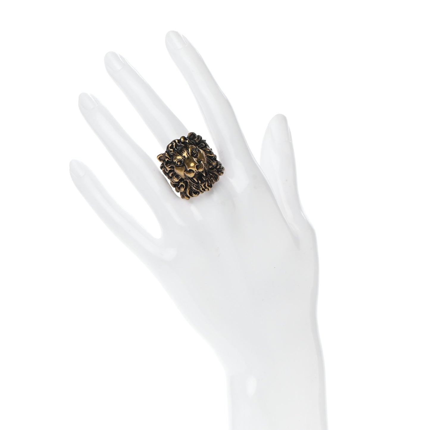 Metal Lion Head Ring 10.25 Aged Gold