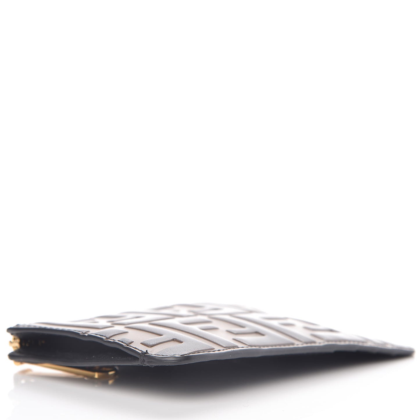 Vitello Cruise F is Fendi Bi-Color FF 1974 Embossed Key Case Pouch Maya Black