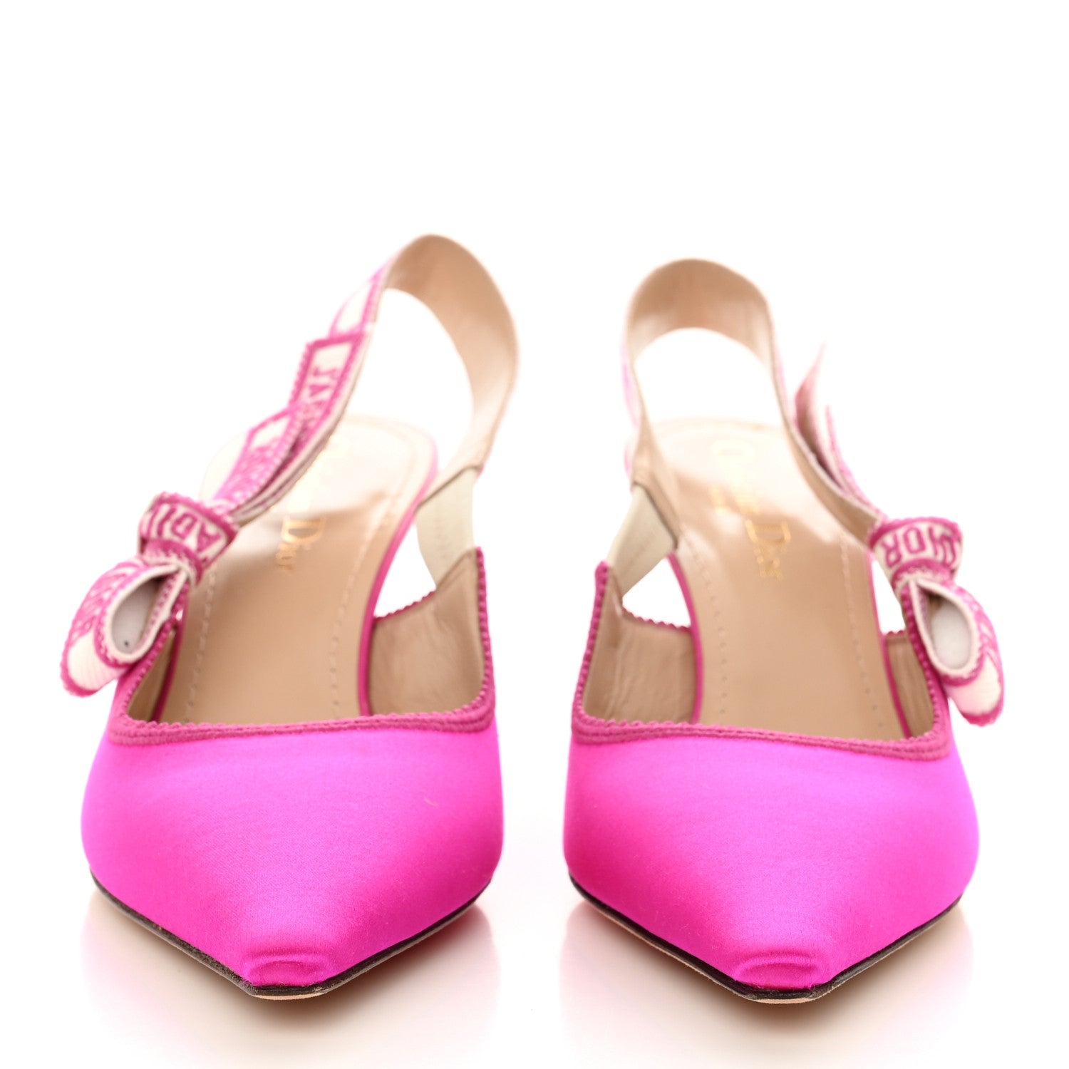 Christian Dior Satin Ribbon Embroidered J'Adior Slingback 65mm Pumps 37.5 Rani Pink 2 of 14