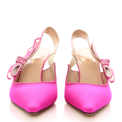 Christian Dior Satin Ribbon Embroidered J'Adior Slingback 65mm Pumps 37.5 Rani Pink 2 of 14