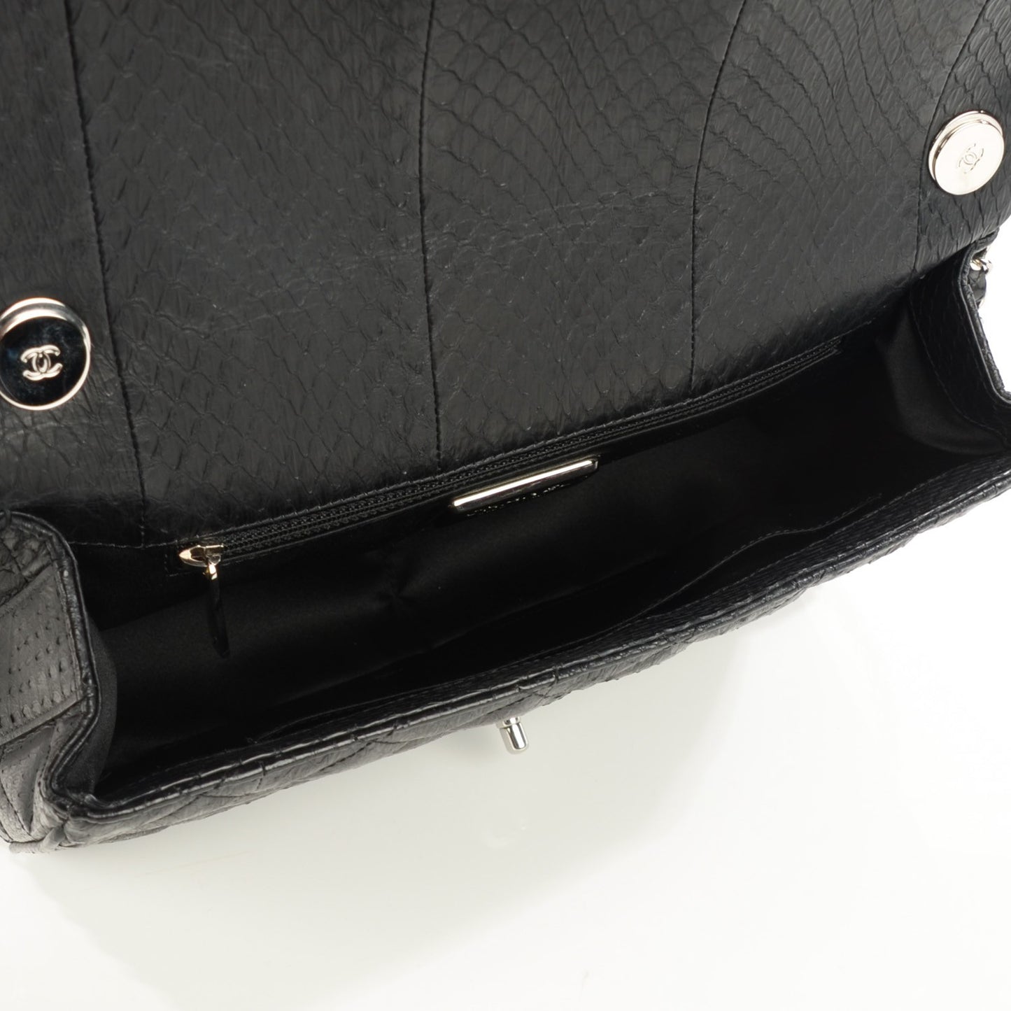 Elaphe Snakeskin Jumbo Easy Carry Flap Black