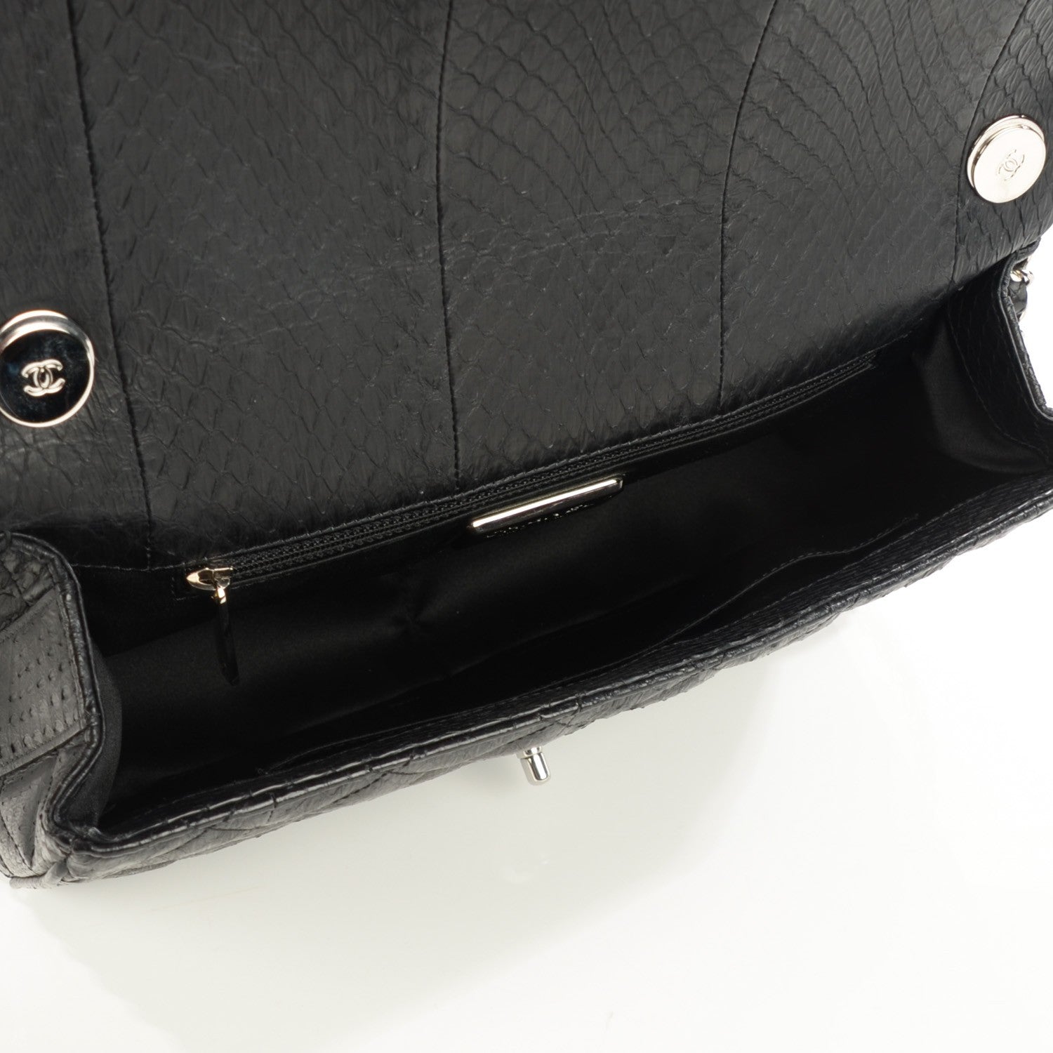 Chanel Elaphe Snakeskin Jumbo Easy Carry Flap Black 9 of 9
